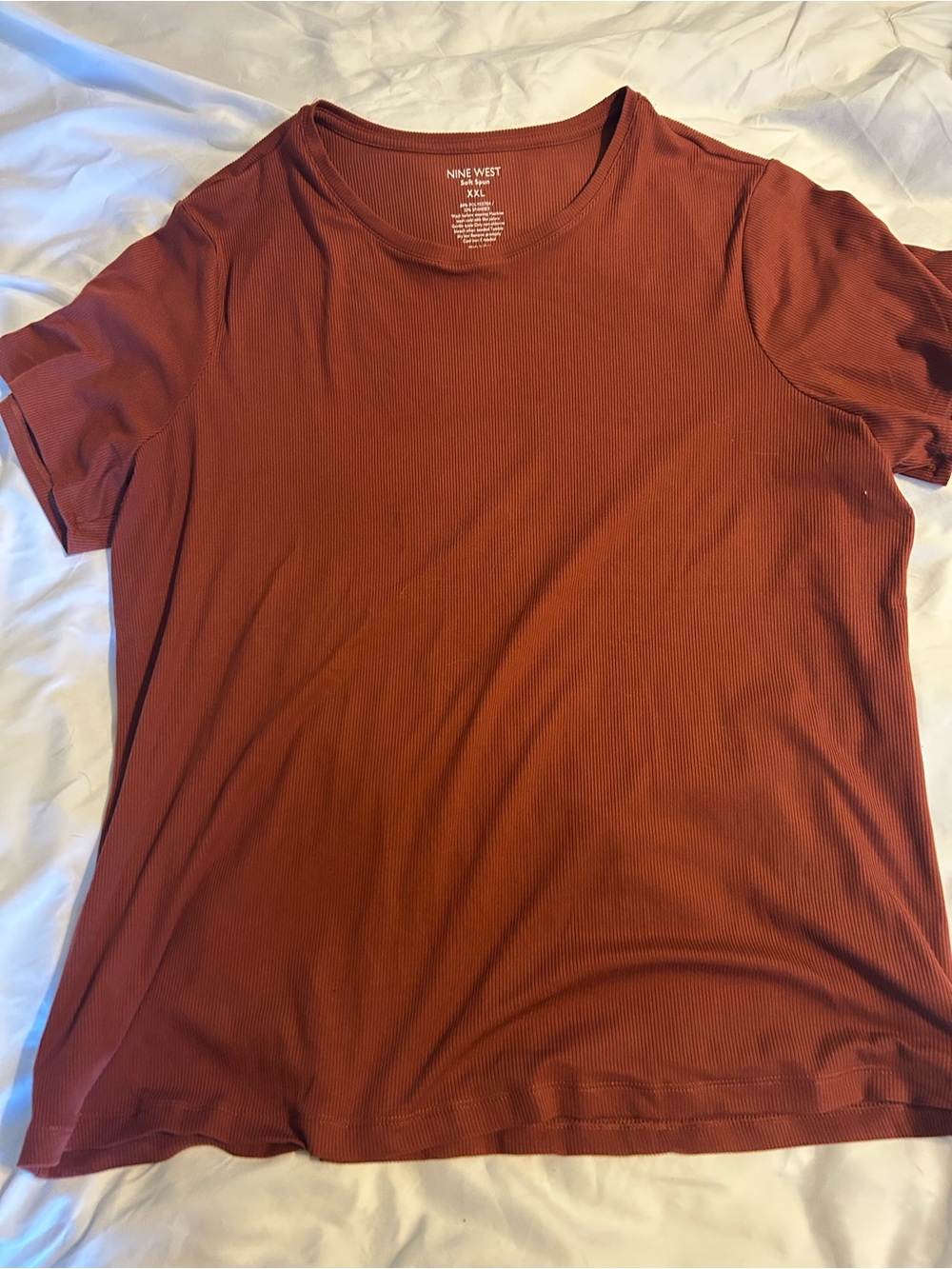 Nine West Men's Short Sleeve Crewneck Tee - Rust Brown